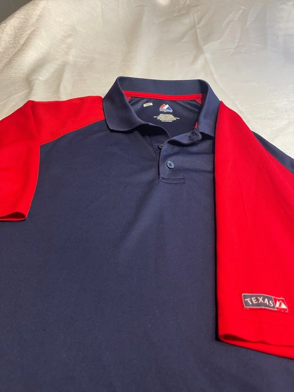 Majestic Navy‎ and Red Texas Rangers Polo Shirt